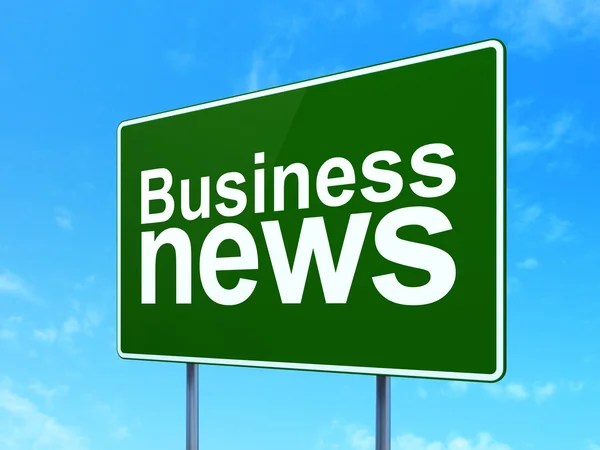 News concept: Business News on road sign background — Zdjęcie stockowe