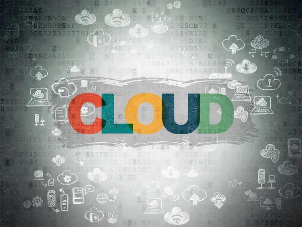 Concetto di tecnologia cloud: cloud su sfondo carta digitale — Foto Stock