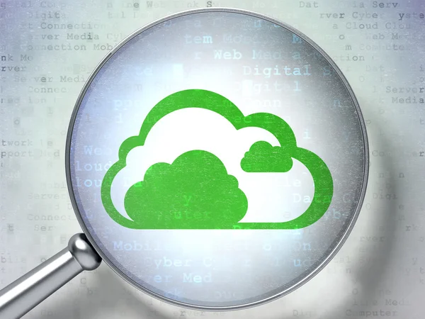 Cloud computing koncepcja: chmura ze szkła optycznego na tle cyfrowy — Zdjęcie stockowe