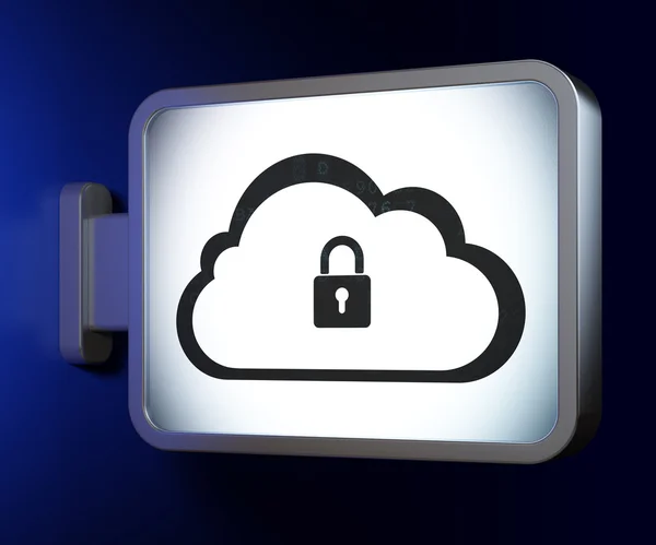 Cloud technology concept: Cloud With Padlock on billboard background — Stockfoto