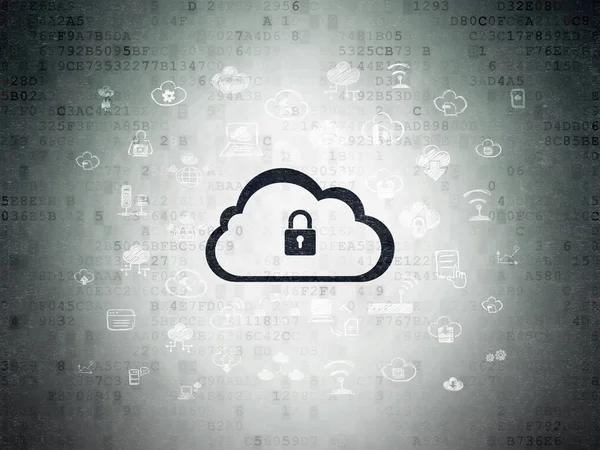 Cloud computing concept: Cloud With Padlock on Digital Paper background — Stock Photo, Image