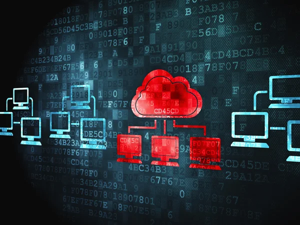 Concepto de computación en la nube: tecnología en la nube sobre fondo digital — Foto de Stock