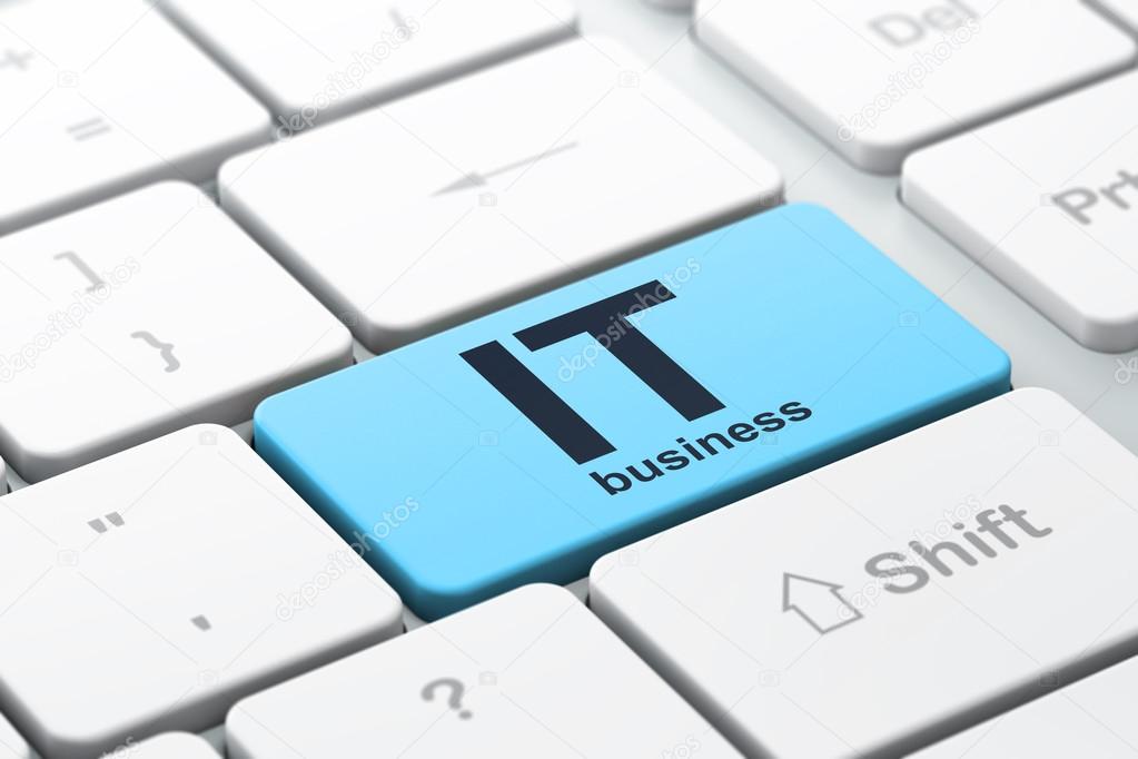 Finance concept: IT Business on computer keyboard background