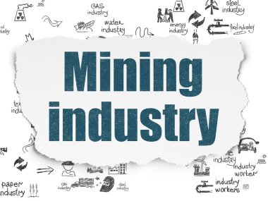 Manufacuring kavramı: yırtık kağıt arka plan üzerinde madencilik sektörü