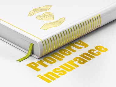Insurance concept: book Heart And Palm, Property Insurance on white background