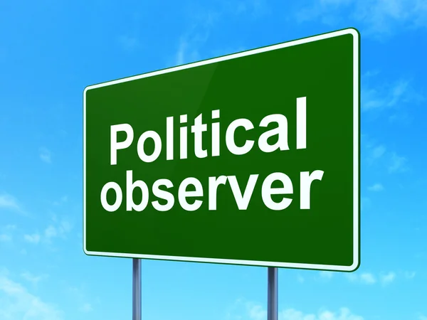 Political concept: Political Observer on road sign background — 图库照片