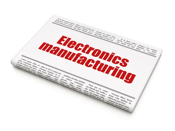 Conceito da indústria: manchete do jornal Electronics Manufacturing — Fotografia de Stock
