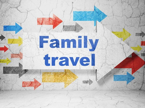 Travel concept: arrow with Family Travel on grunge wall background — Zdjęcie stockowe