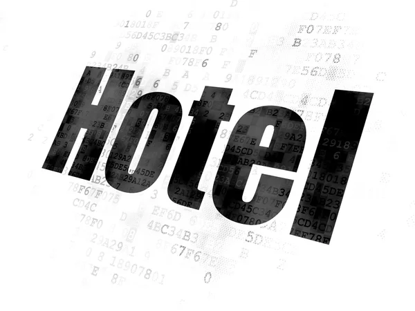 Conceito de turismo: Hotel em fundo digital — Fotografia de Stock