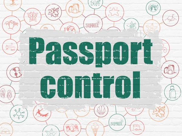 Vakantie concept: paspoortcontrole op muur achtergrond — Stockfoto