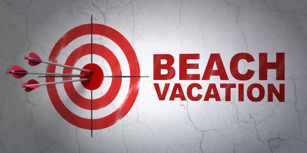 Vacation concept: target and Beach Vacation on wall background — Stock Photo, Image