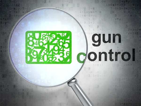 Security concept: Numbers and Gun Control with optical glass — Zdjęcie stockowe