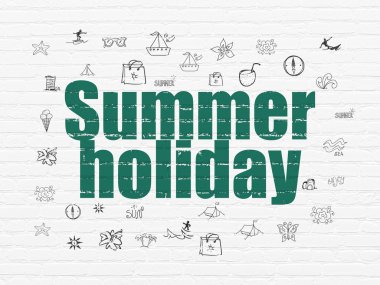 Seyahat kavramı: yaz tatili duvar arka plan üzerinde