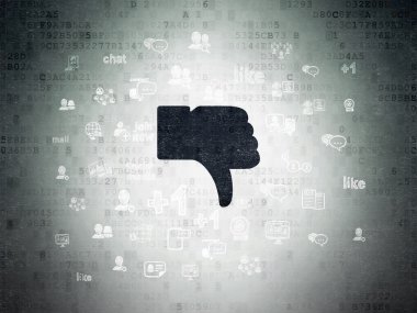 Social media concept: Thumb Down on Digital Paper background