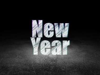 Entertainment, concept: New Year in grunge dark room
