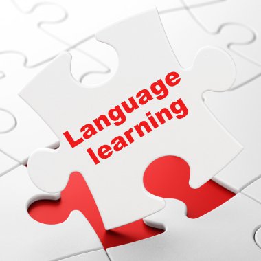 Learning concept: Language Learning on puzzle background