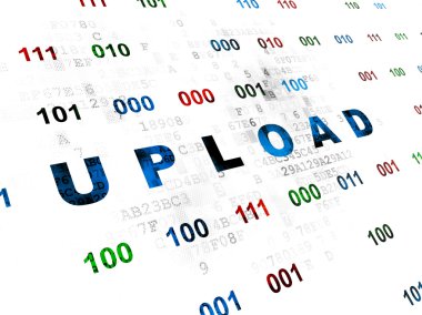 Web tasarım konsepti: dijital arka plan üzerinde Upload