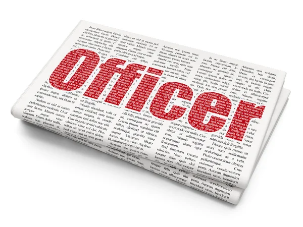 Law concept: Officer on Newspaper background — Stok fotoğraf