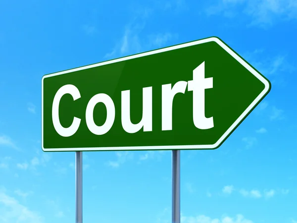 Law concept: Court on road sign background — Stockfoto