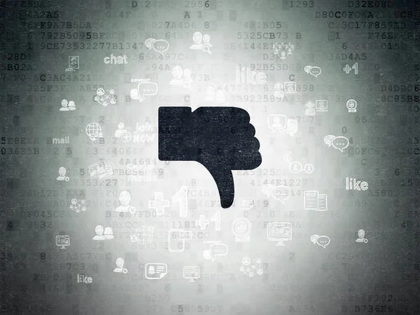 Social media concept: Thumb Down on Digital Paper background