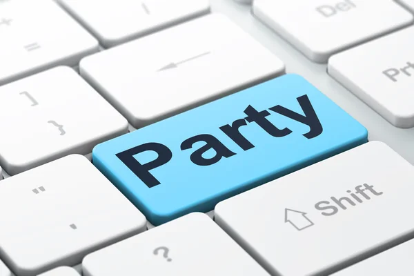 Entertainment, concept: Party on computer keyboard background — Stock Photo, Image