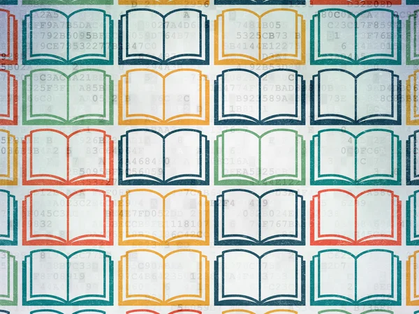 Studying concept: Book icons on Digital Paper background — Stok fotoğraf