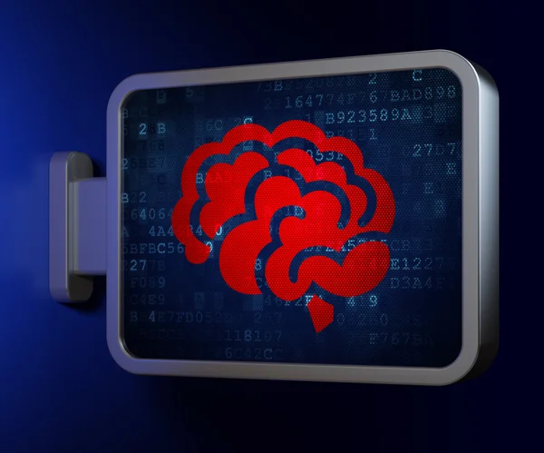 Science concept: Brain on billboard background — Stock Photo, Image