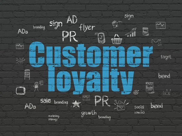 Koncepcja Reklama: lojalność klientów na tle ściany — Zdjęcie stockowe