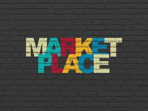 Marketingkonzept: Marktplatz auf Wandhintergrund — Stockfoto