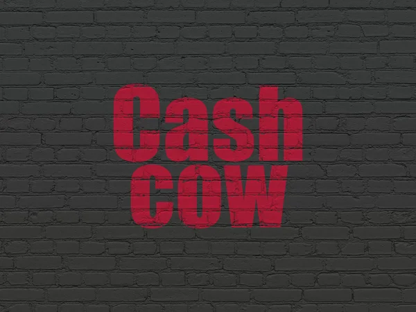 Koncepcja biznesowa: Cash Cow na tle ściany — Zdjęcie stockowe