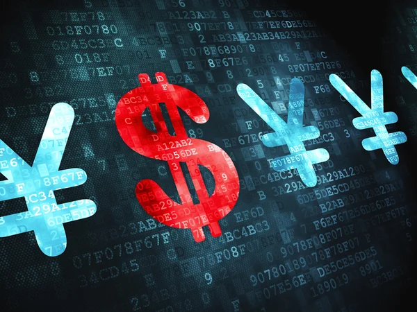 Money concept: Dollar And Yen on digital background — Stock Photo, Image