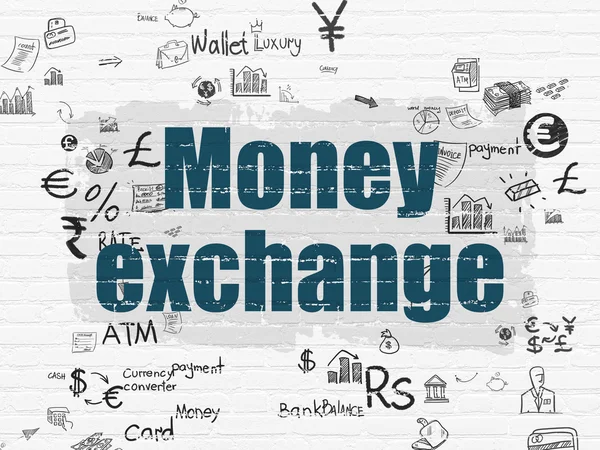 Banking concept: Money Exchange on wall background — Stock Photo, Image