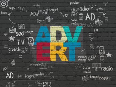 Reklam kavramı: Duvarın arka planında yönlendir