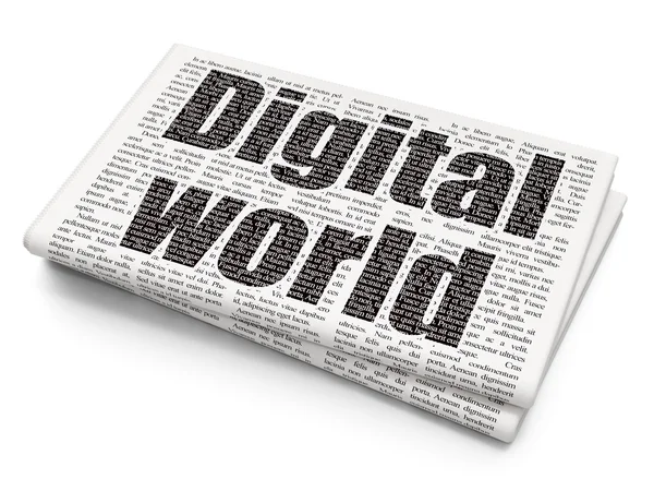 Data concept: Digital World on Newspaper background — ストック写真