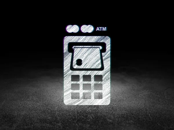 Banking concept: ATM Machine in grunge dark room — Zdjęcie stockowe