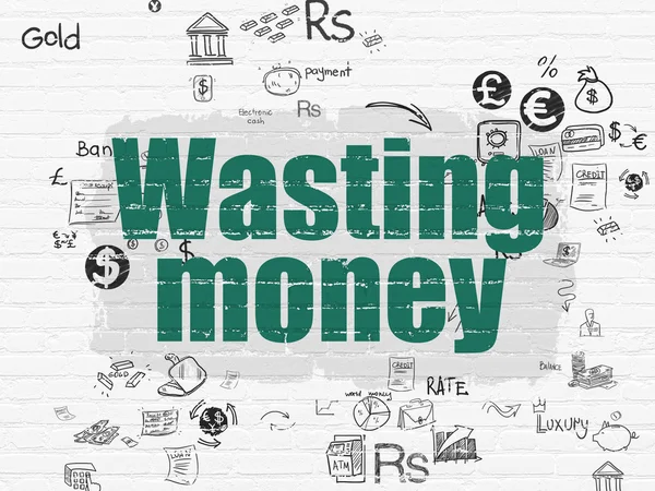 Money concept: Wasting Money on wall background