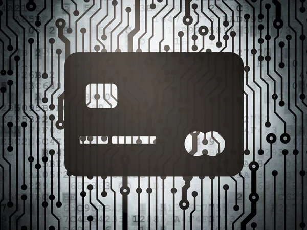 Money concept: circuit board with Credit Card — 스톡 사진