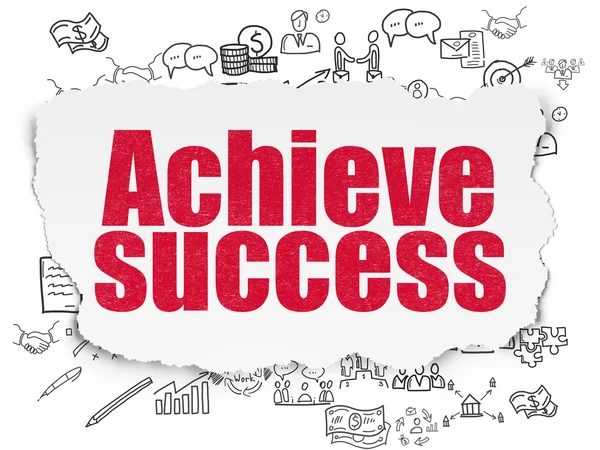 Finance concept: Achieve Success on Torn Paper background — 图库照片