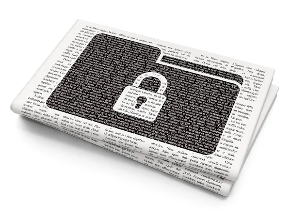 Business concept: Folder With Lock on Newspaper background — Stock Photo, Image