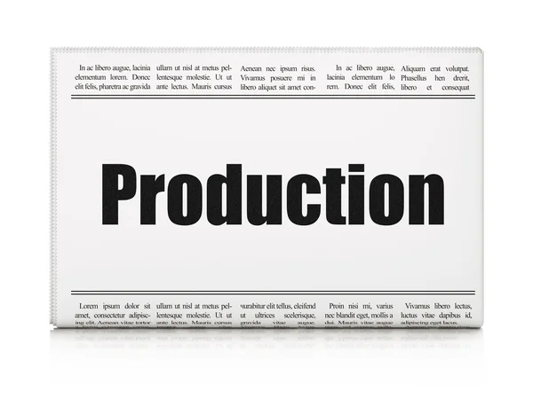 Business concept: newspaper headline Production — Zdjęcie stockowe
