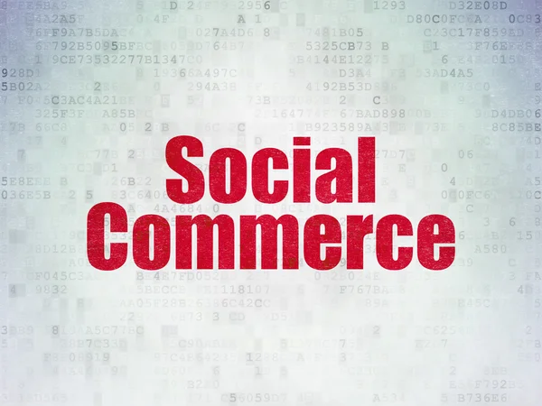 Koncepcji reklamy: Social Commerce na tle papier Digital — Zdjęcie stockowe