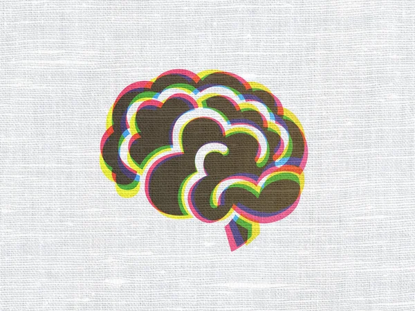 Medizin-Konzept: Gehirn auf Stoff-Textur-Hintergrund — Stockfoto
