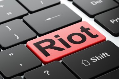 Political concept: Riot on computer keyboard background