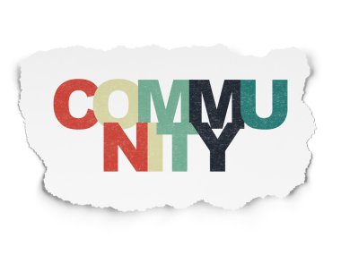 Social network concept: Community on Torn Paper background