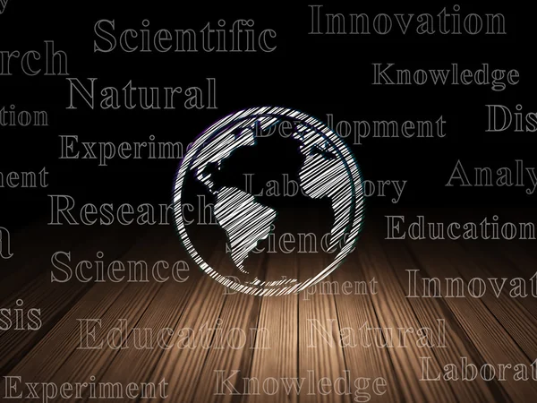 Science concept: Globe in grunge dark room — Stockfoto