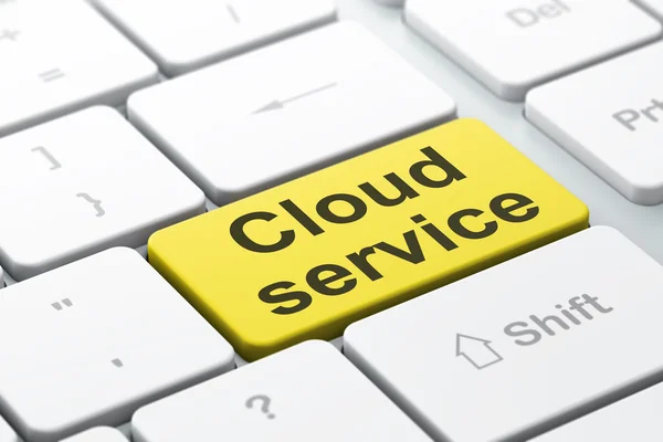 Concetto di tecnologia cloud: servizio cloud su sfondo tastiera del computer — Foto Stock