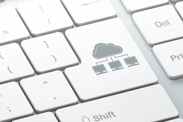 Concept de réseau Cloud : Cloud Network sur fond de clavier d'ordinateur — Photo