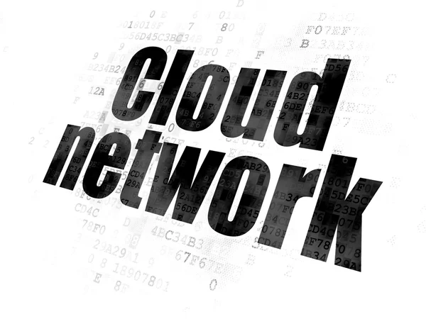 Conceito de rede de nuvem: Rede de nuvem em fundo digital — Fotografia de Stock