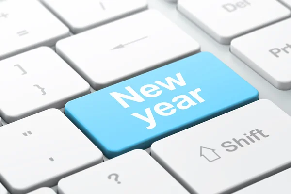 Holiday concept: New Year on computer keyboard background — ストック写真