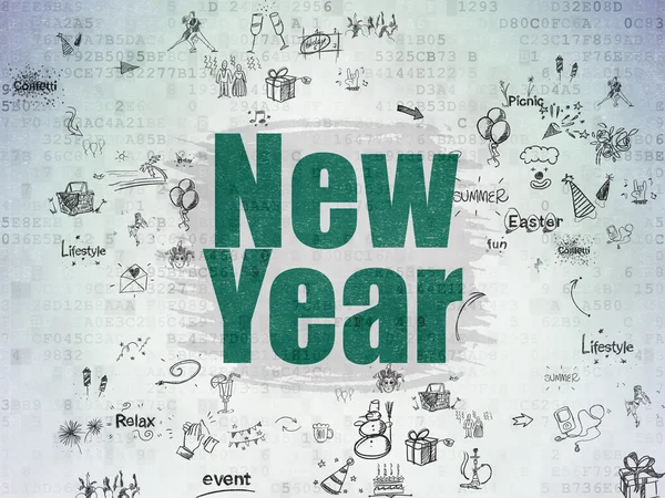 Entertainment, concept: New Year on Digital Paper background — Stockfoto